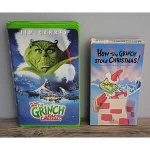Dr Seuss Set of 2 Christmas VHS How The Grinch Stole Christmas Anim. Live Action